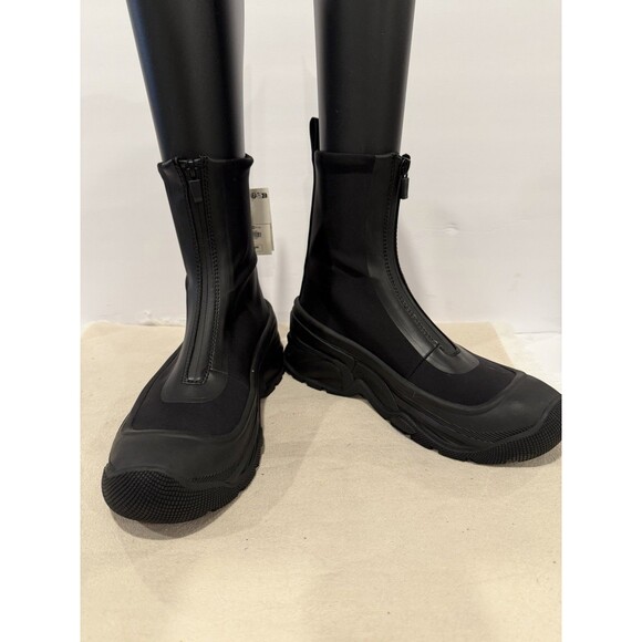 Zara Sporty Zippered Technical Fabric Black Ankle Boots Women Size US 9 EUR 40 - Picture 9 of 15